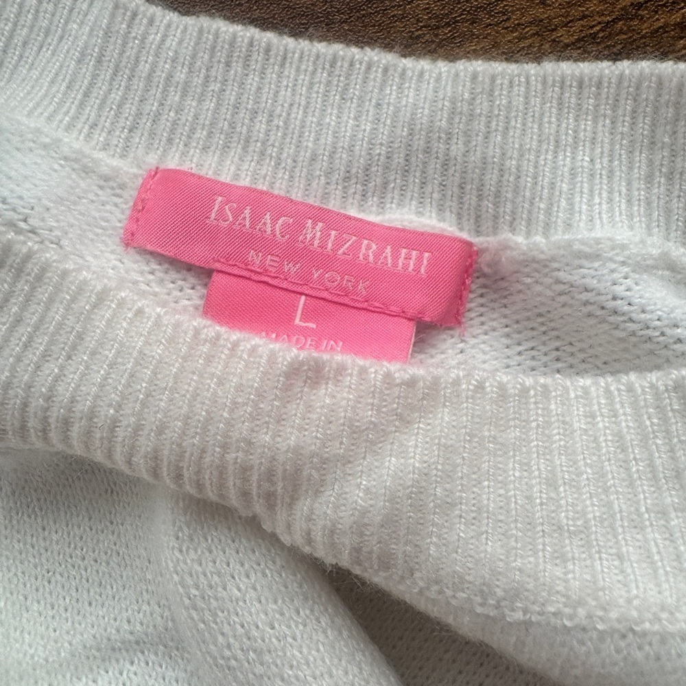 Isaac Mizrahi New York Ivory Crewneck Sweater Women’s Large - Picture 3 of 3